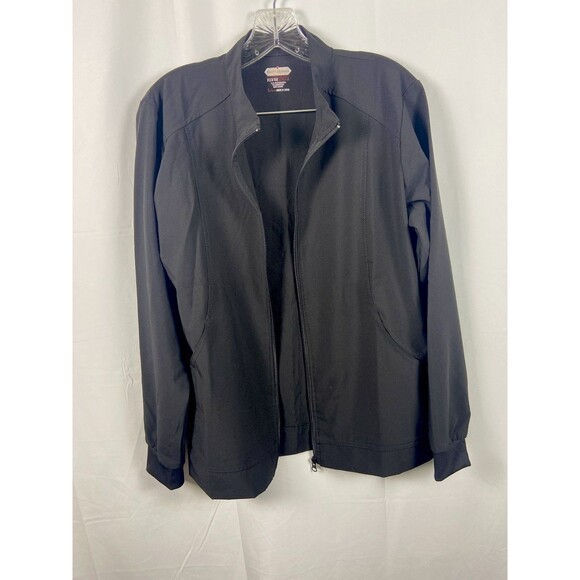 Scrubaid Tapered Fit Sz L Black Scrub Jacket Zip Four Way Stretch Pockets Cuff - Picture 1 of 11